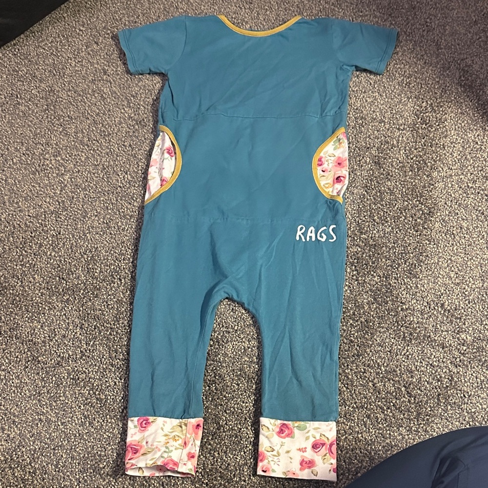 Rags to raches Teal Floral Pocket Jumpsuit